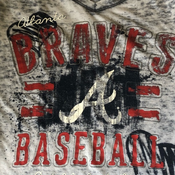 Atlanta Braves long fitted v-neck TShirt Sz S - Picture 3 of 12
